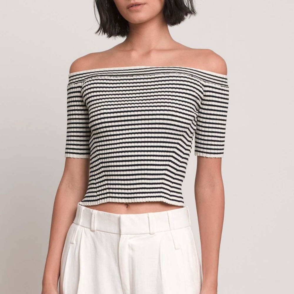 Striped Off-Shoulder Crop Top